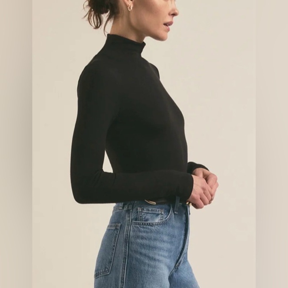 Favorite Daughter The Ribbed Long Sleeve Turtleneck Black Size Small - Picture 2 of 9